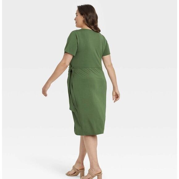 NEW Ava & Viv Faux Wrap Dress Rayon Jersey Knit Stretch Plus Size 2X 20W 22W - Picture 4 of 10